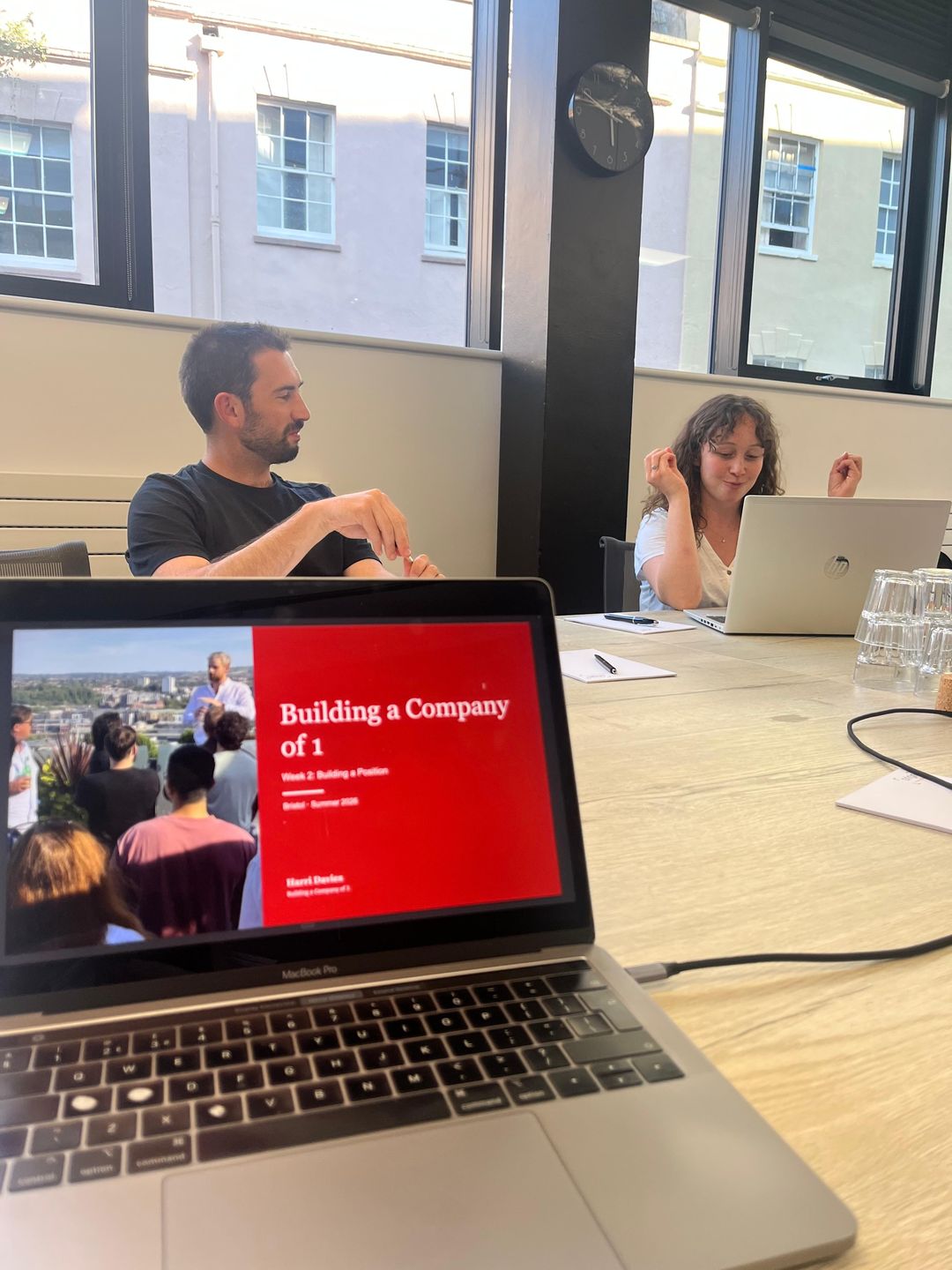 A weekly BC1 working session in progress, week two on the screen.
